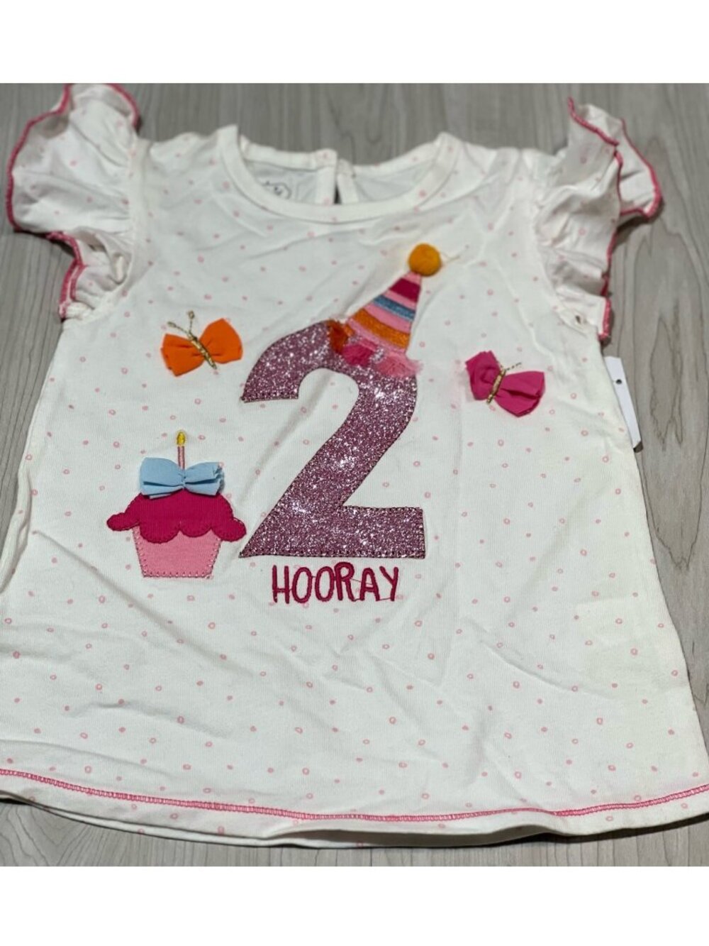 Mud Pie 24m 2T NWT Birthday 2 TWO 2nd bday tunic shirt pink butterfly cake party